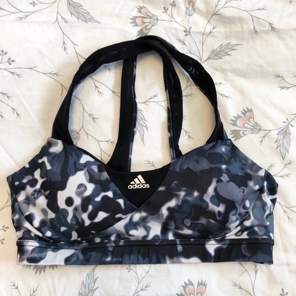 Adidas Monochromatic Sports Bra criss cross back